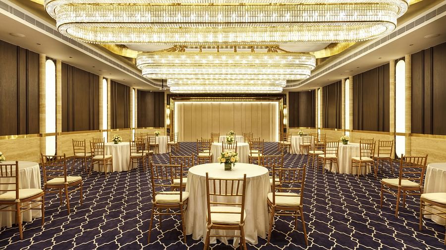 Elegantly styled with interior designs at Sapphire Banquet Hall at Jenneys Residency, Coimbatore