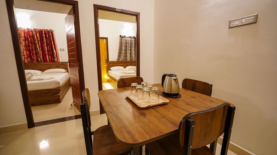 A dining table at Le Poshe Luxury's Two Bedoom Villa