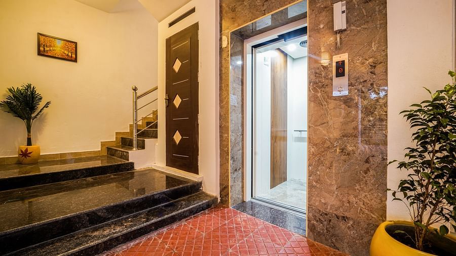 An overview of the lift area and steps next to it - La Tamara Luxury, Pondicherry