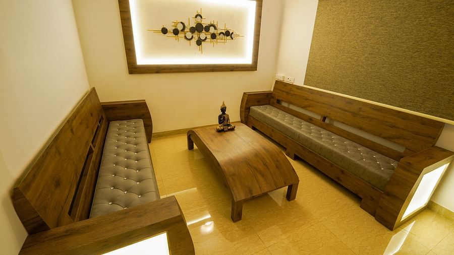 Seating arrangements inside the Waiting area with a coffee table - La Tamara Luxury, Pondicherry