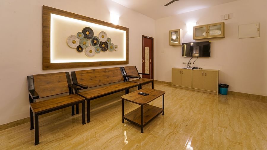 Seating arrangements of the living room inside Three bedroom villa - La Tamara Luxury, Pondicherry