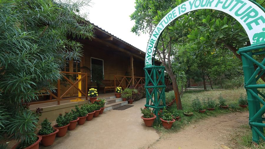 Entry gate of the garden  beside the resort- Lotus Eco Beach Resort Konark