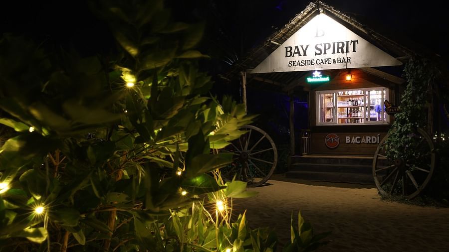 A facade image of restaurant during night- Lotus Eco Beach Resort Konark