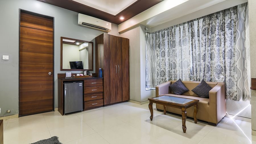 sitting area in twin bedroom