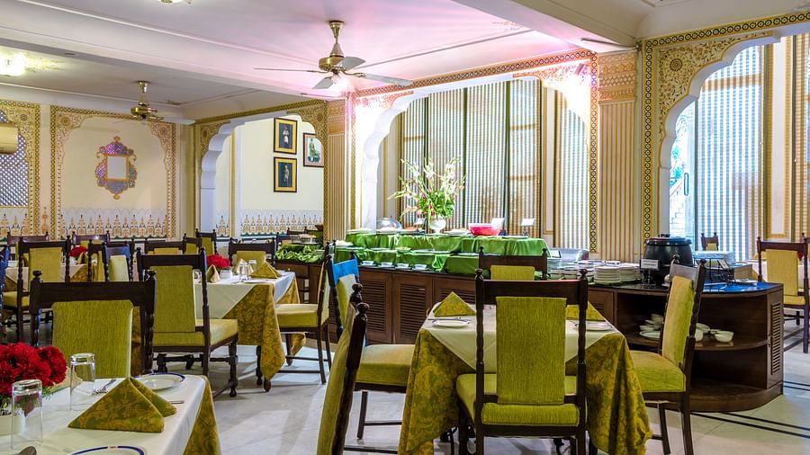 Overview of the seating arrangements at Hari Mahal - Mandawa Haveli, Jaipur