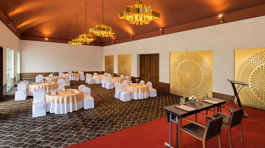 table and seat arrangement at a banquet hall
