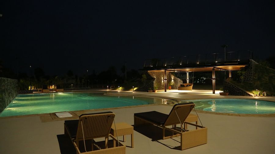 Loungers at the pool | Monk’s Nirvanaa Hotel and Resort