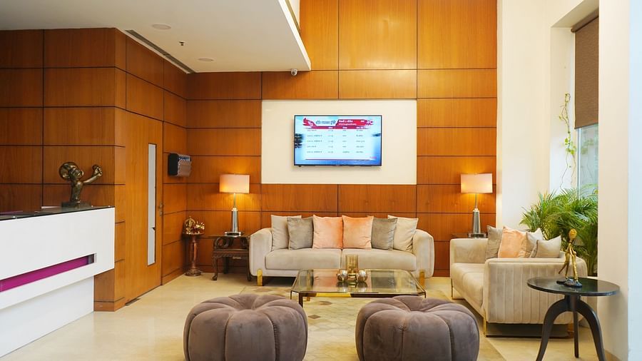 Modern lobby at Nemesia with a contemporary design and comfortable seating for relaxation.