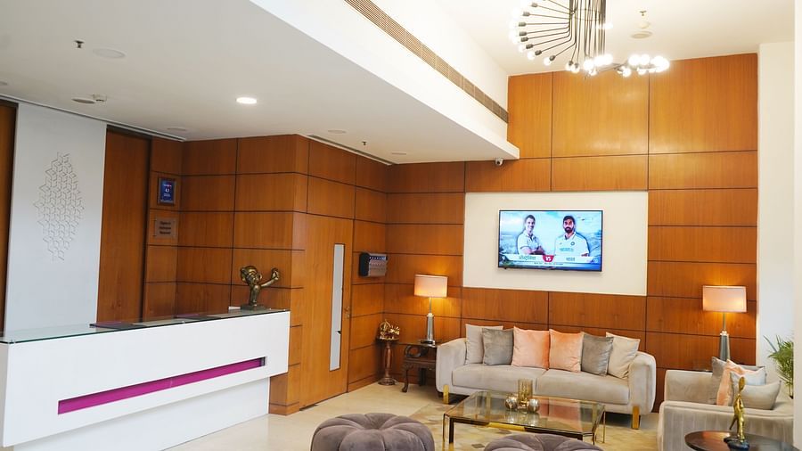 Welcoming lobby at Nemesia with a warm and inviting atmosphere, perfect for guests to relax and unwind.