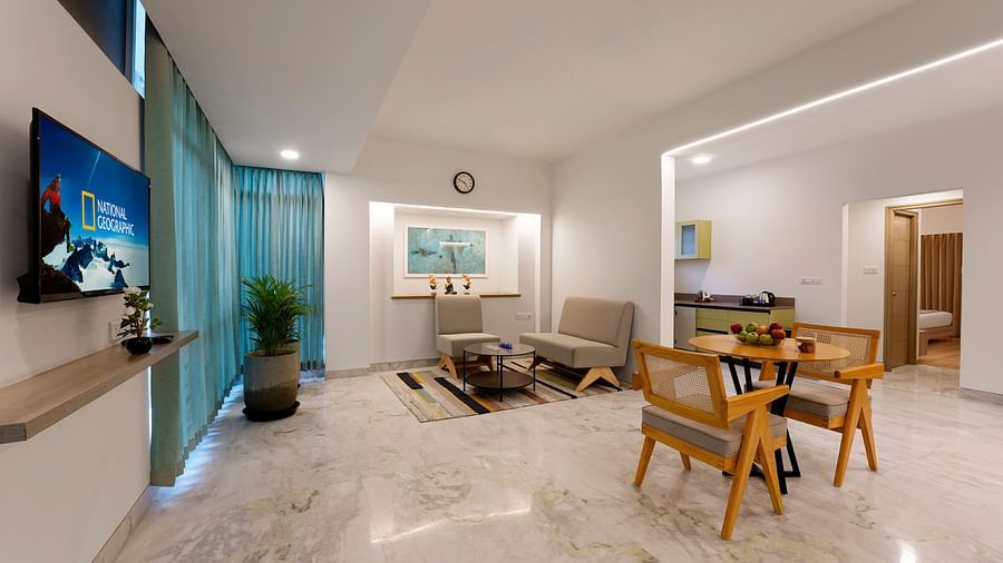 Sofa seating in Studio Premium Room at Nest by Rivido Apart Hotel, Bannerghatta Road