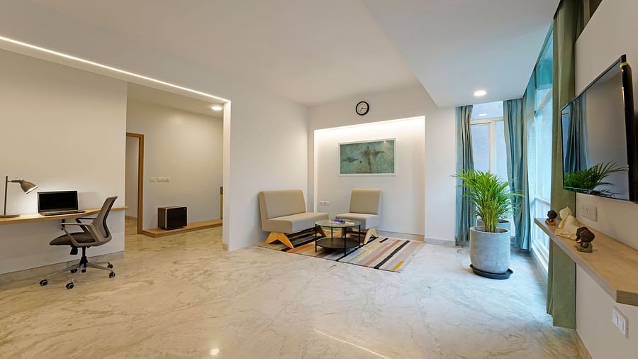Full wide view of the Studio Premium Room at Nest by Rivido Apart Hotel, Bannerghatta Road