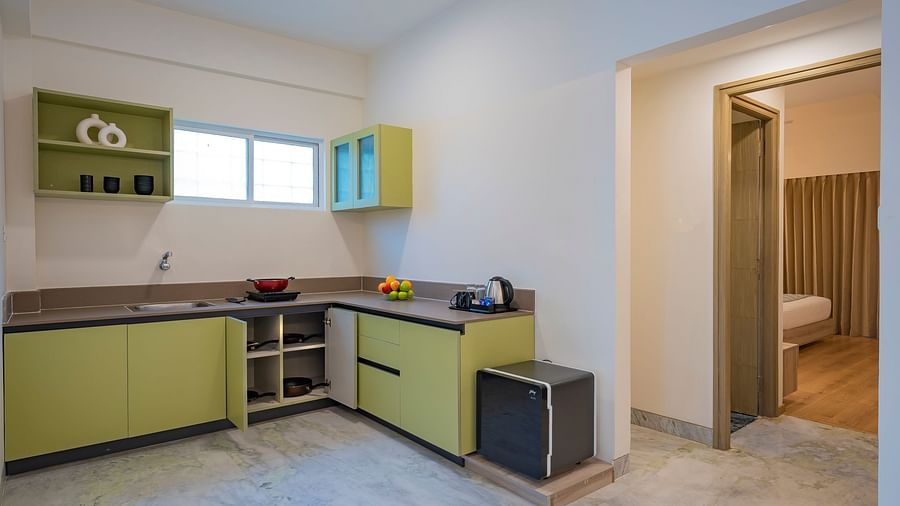 Stove corner counter in Studio Premium Room at Nest by Rivido Apart Hotel, Bannerghatta Road