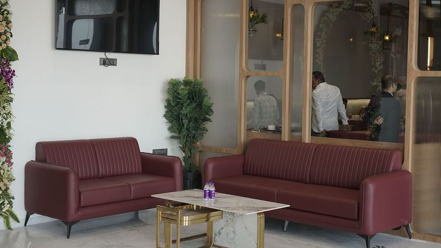 Lobby area of Pride Comfort, Dwarka with sofa seating