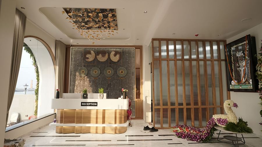 Reception area of Pride Comfort, Dwarka