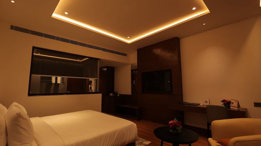 view of king size bed of Superior Room at Pride Elite, Haridwar