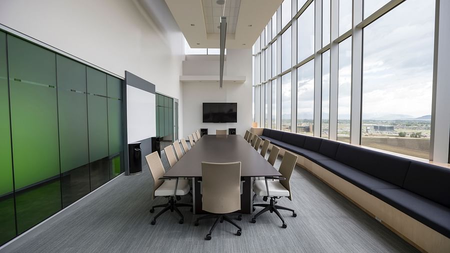 A well lit meeting room
