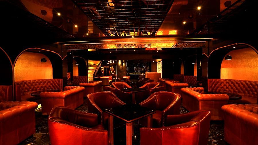 seating arrangements inside Alchemy, our in-house bar in Chennai - Raj Park Hotel, Chennai