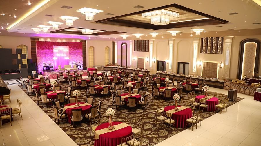 The Grand Velvet decked with seating arrangements and audio visual projector at Ramada by Wyndham Kapurthala