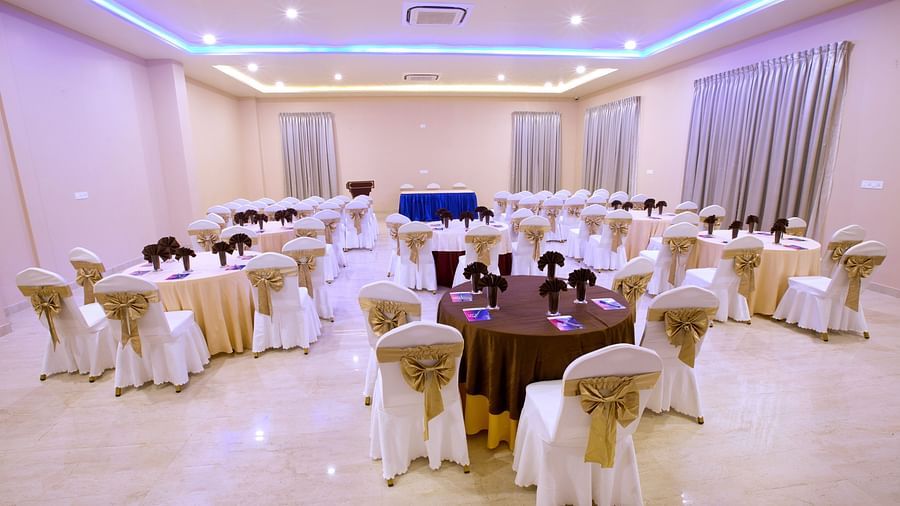 cluster setting - indoor banquet hall at rk gardenia, surya city