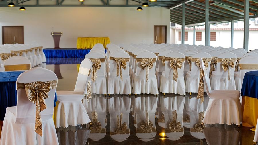 outdoor banquet hall at rk gardenia, surya city