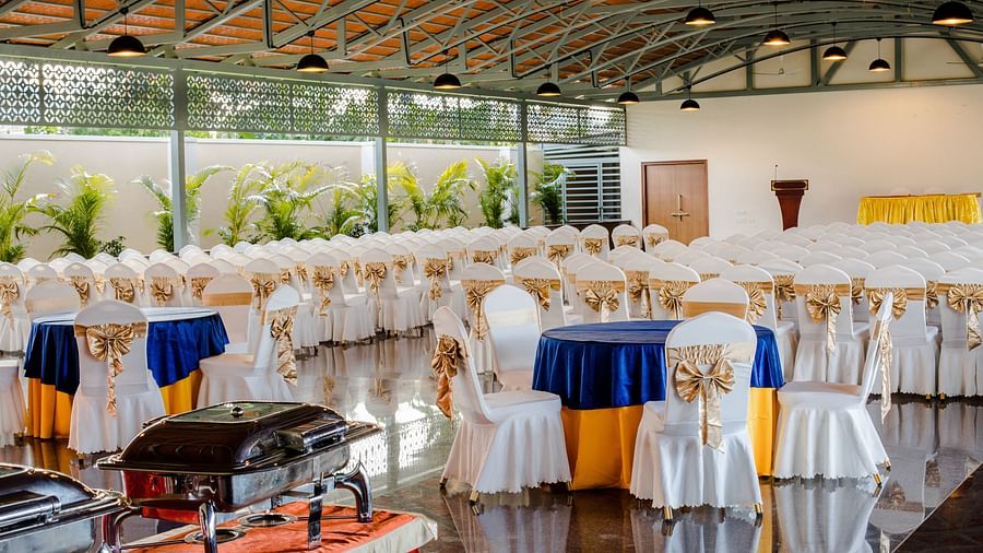 outdoor banquet hall at rk gardenia, surya city
