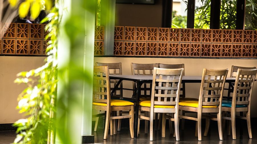 outdoor seating area at our multi-cuisine restaurant in surya city
