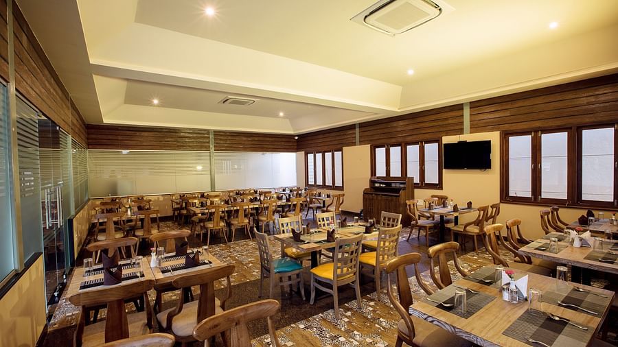 indoor seating area at our multi-cuisine restaurant in surya city