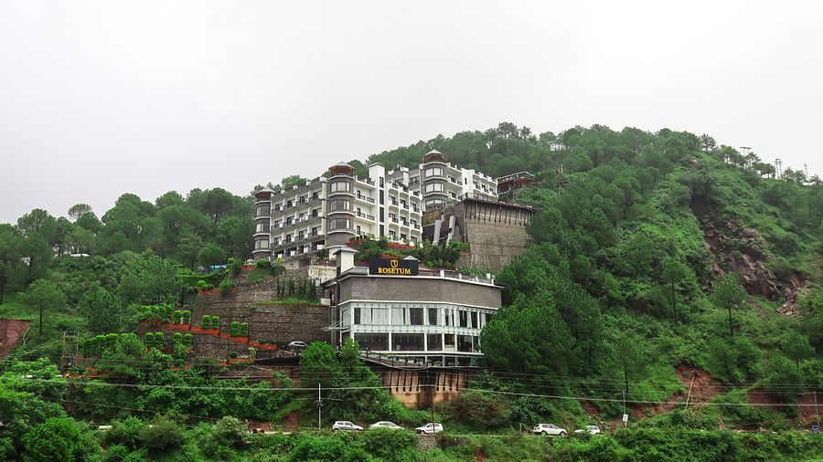 Rosetum Kasauli perched atop a hill with trees covering the entire resort