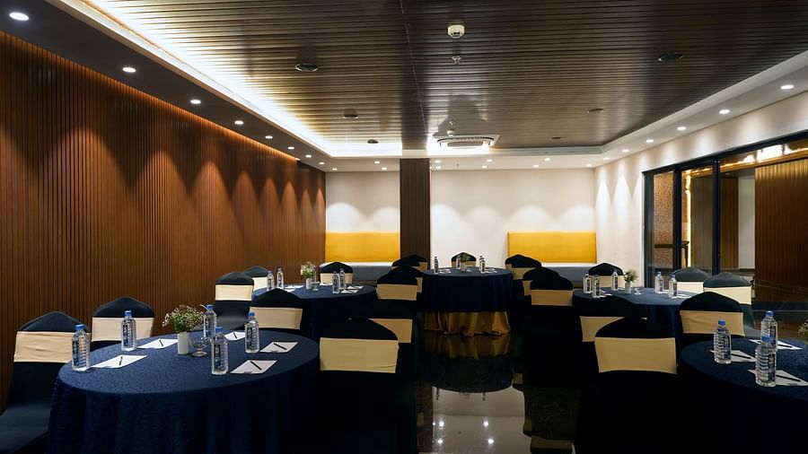 view of Conclave boardroom set up for an event at Sarovar Portico, Kolkata Rajarhat