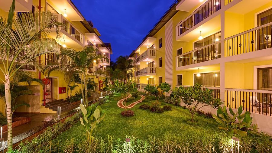 Landscape with rooms balcony view with lighting