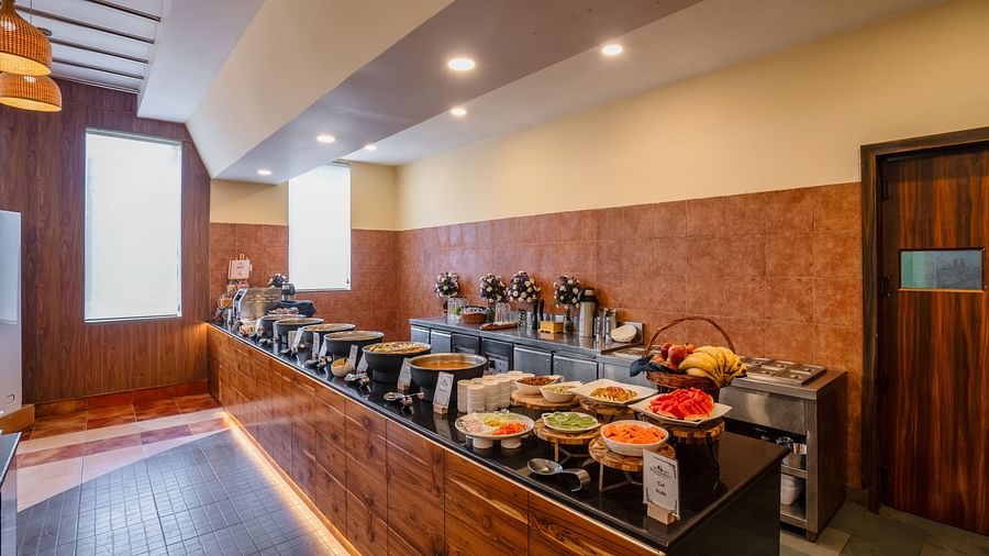 Spacious and well-equipped dining area at Shri Radha Brij Vasundhara Resort & Spa, Mathura