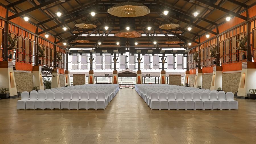 Seating arrangements at Maharaja Hall - Shyama Sarovar Portico Orai 1.jpg