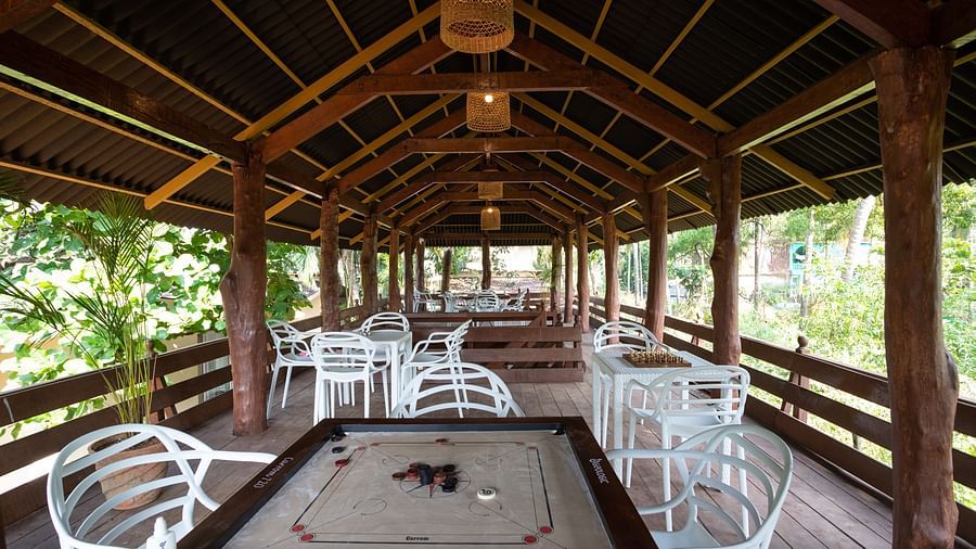 image of the activity area with several indoor games at sibaya beach resort, morjim beach