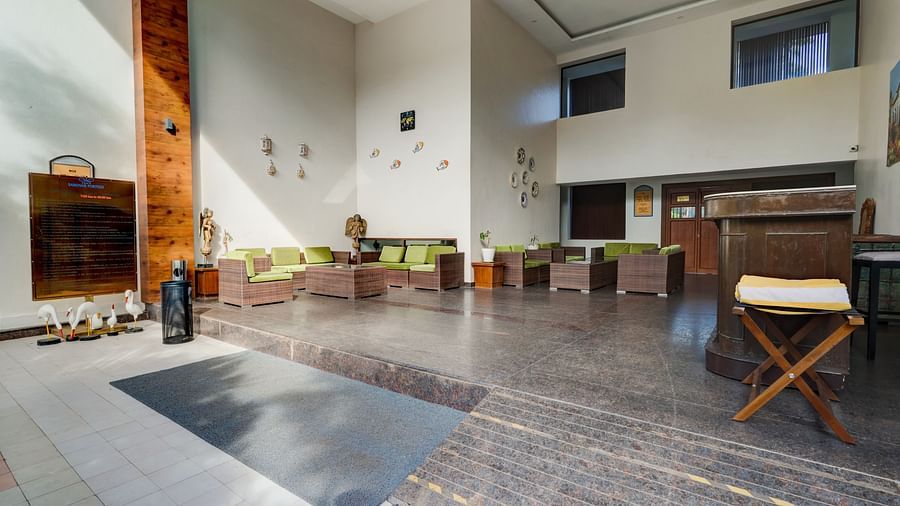 Quiet and serene lobby area at Sobit Sarovar Portico, Goa