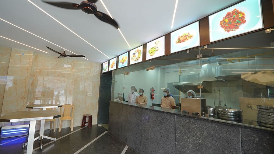 The counter inside the restaurant at Springs Hotel Tirupati