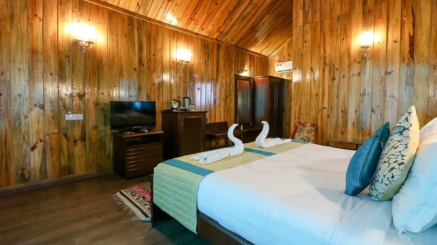 interior of a bedroom in a Lagoon Suite at Symphony Palms, Havelock 1359