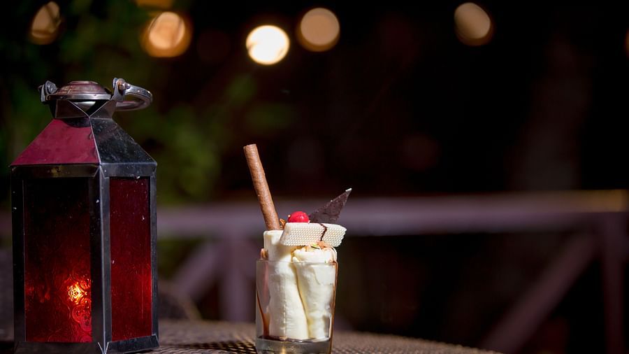 a dessert on a table at Charcoal 13