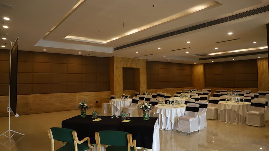 The elegantly furnished banquet hall