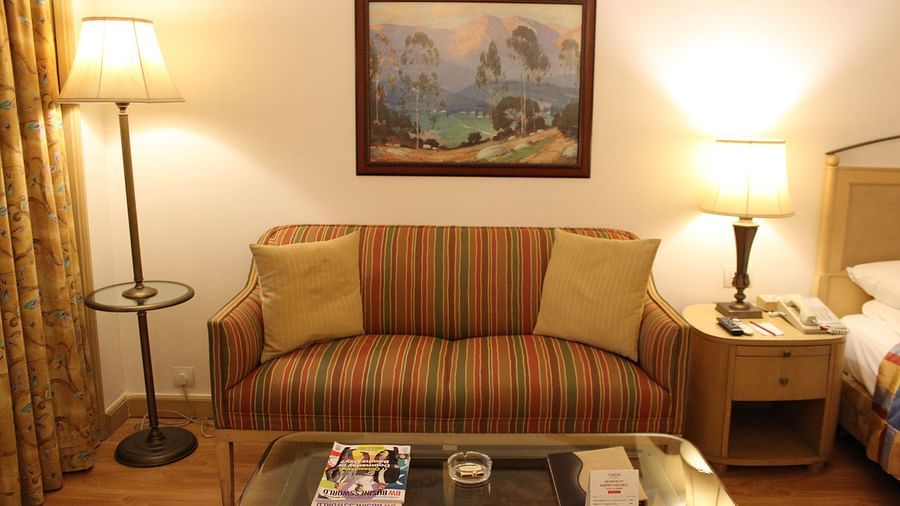 room with cushy sofa and warm lighting