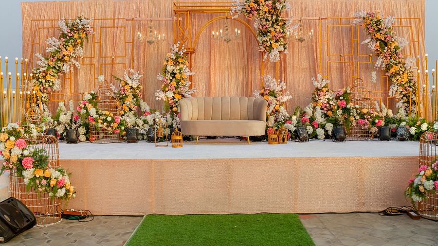 Elegant wedding stage with floral decorations at The Orchid Hotel Mumbai Vile Parle.