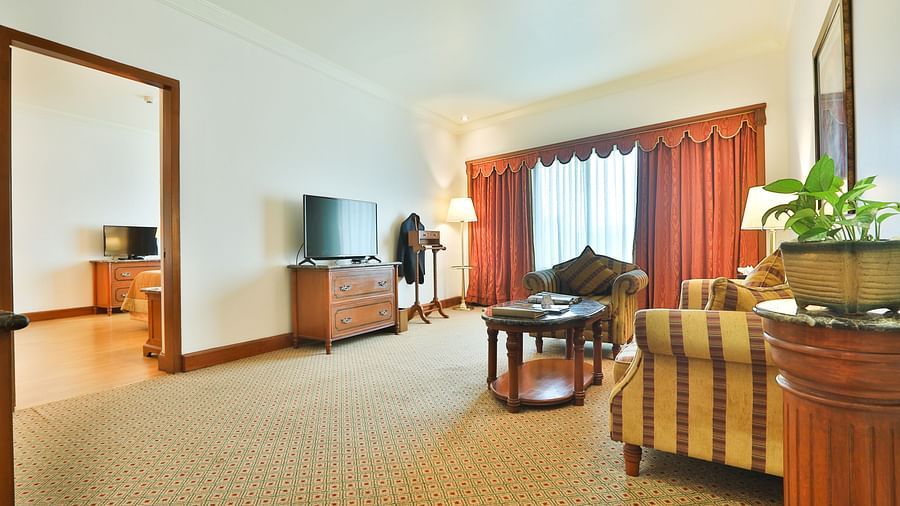 spacious living room at mayflower suites at the orchid hotel - The Orchid Hotel Mumbai Vile Parle