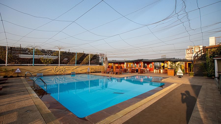 aerial view of our rooftop swimming pool, Mumbai Vile Parle Hotel