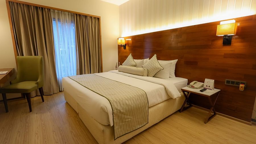 an overview of a room at The Orchid Hotel Pune