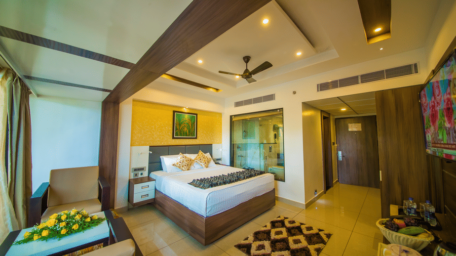 New executive club room inside view with light colour grid