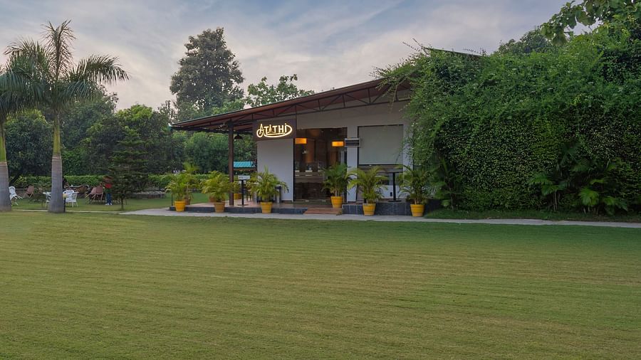 Beautiful lawn and garden view at The Tattwaa Corbett Spa & Resort.