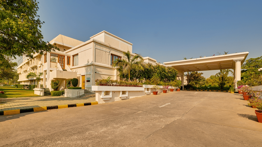 Exterior facade of The Ummed Ahmedabad luxury hotel near Ahmedabad Airport
