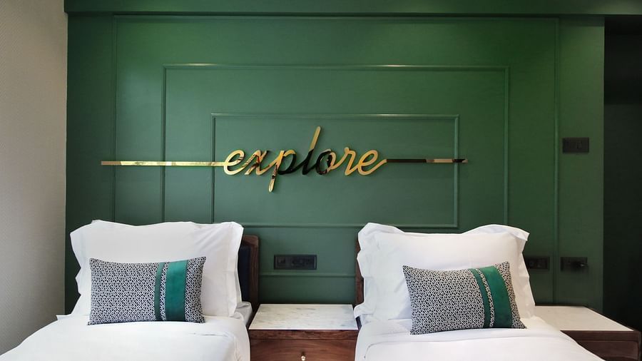 rooms with twin beds at theory9 bandra