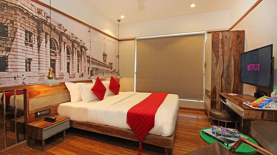 An image of a room with cushy king size bed and classy interiors at Theory9 - Premium Serviced Apts, Khar