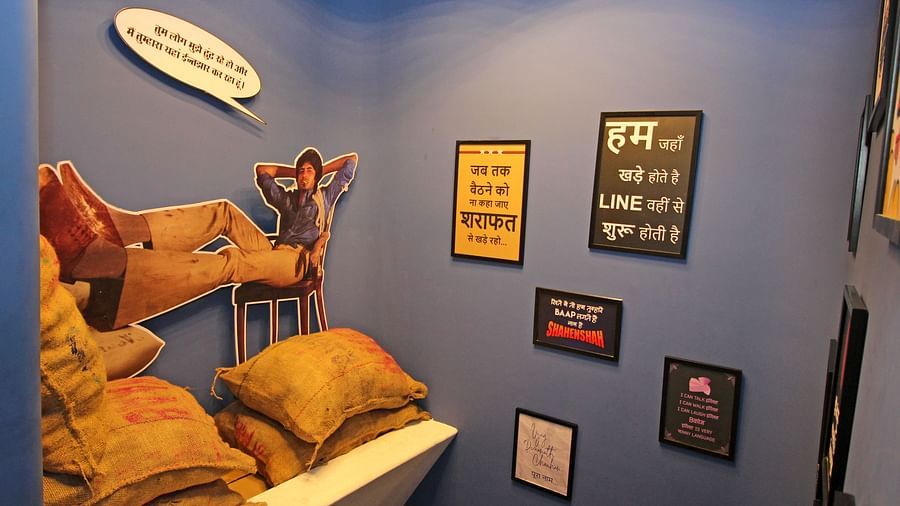 staircase with wall hangings at theory9 khar