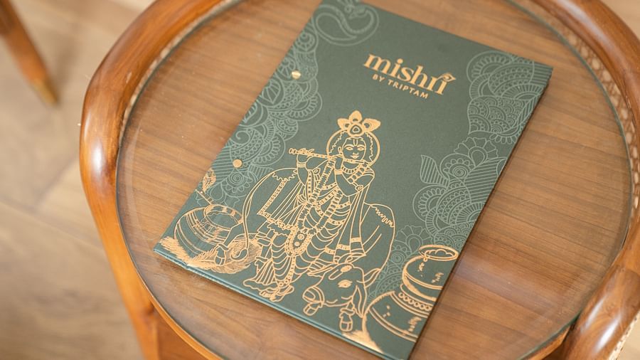 menu of mishri in the suite at Triptam Hotel, Vrindavan